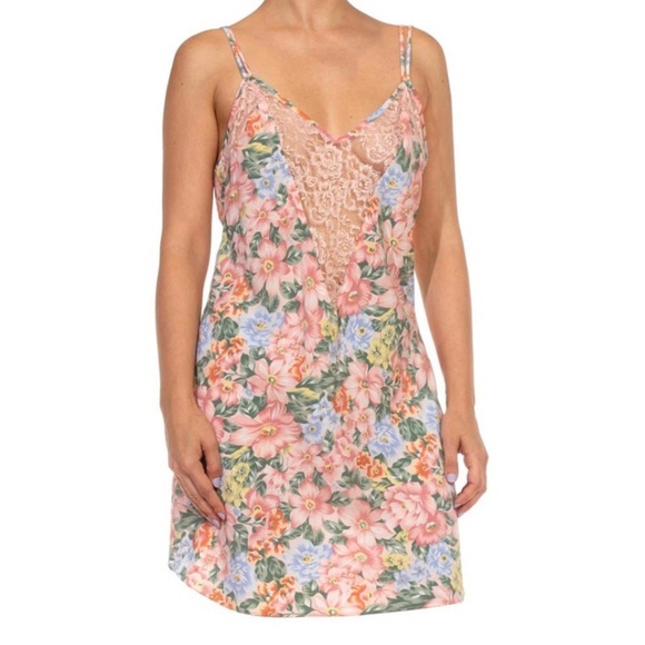 VINTAGE Victoria’s Secret Gold Label Multi Floral Print Slip Dress Lace - Picture 4 of 13
